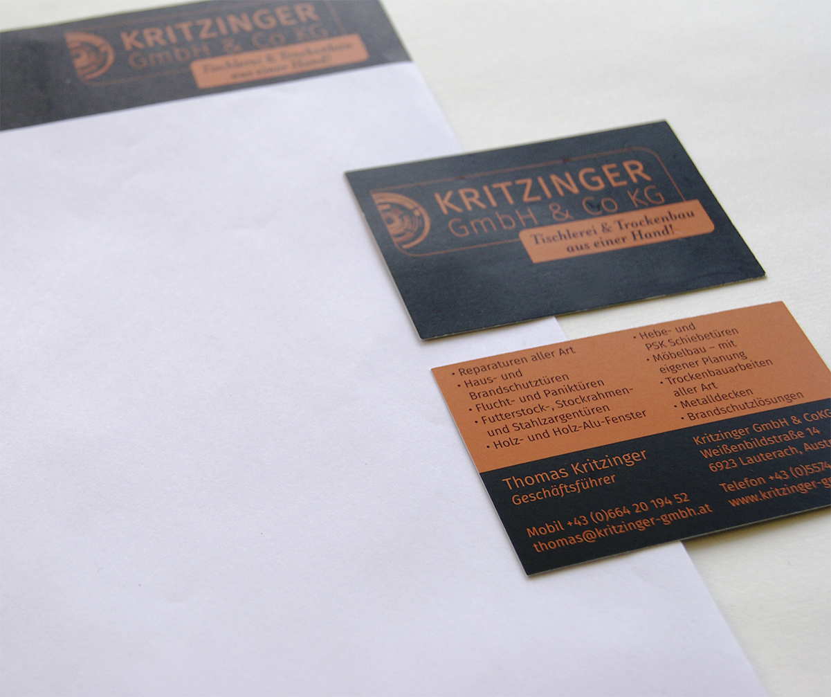 kritzinger lauterach, schönes CI, cool CI, best corporate IdentityGeschäftsausstattung Kritzinger
