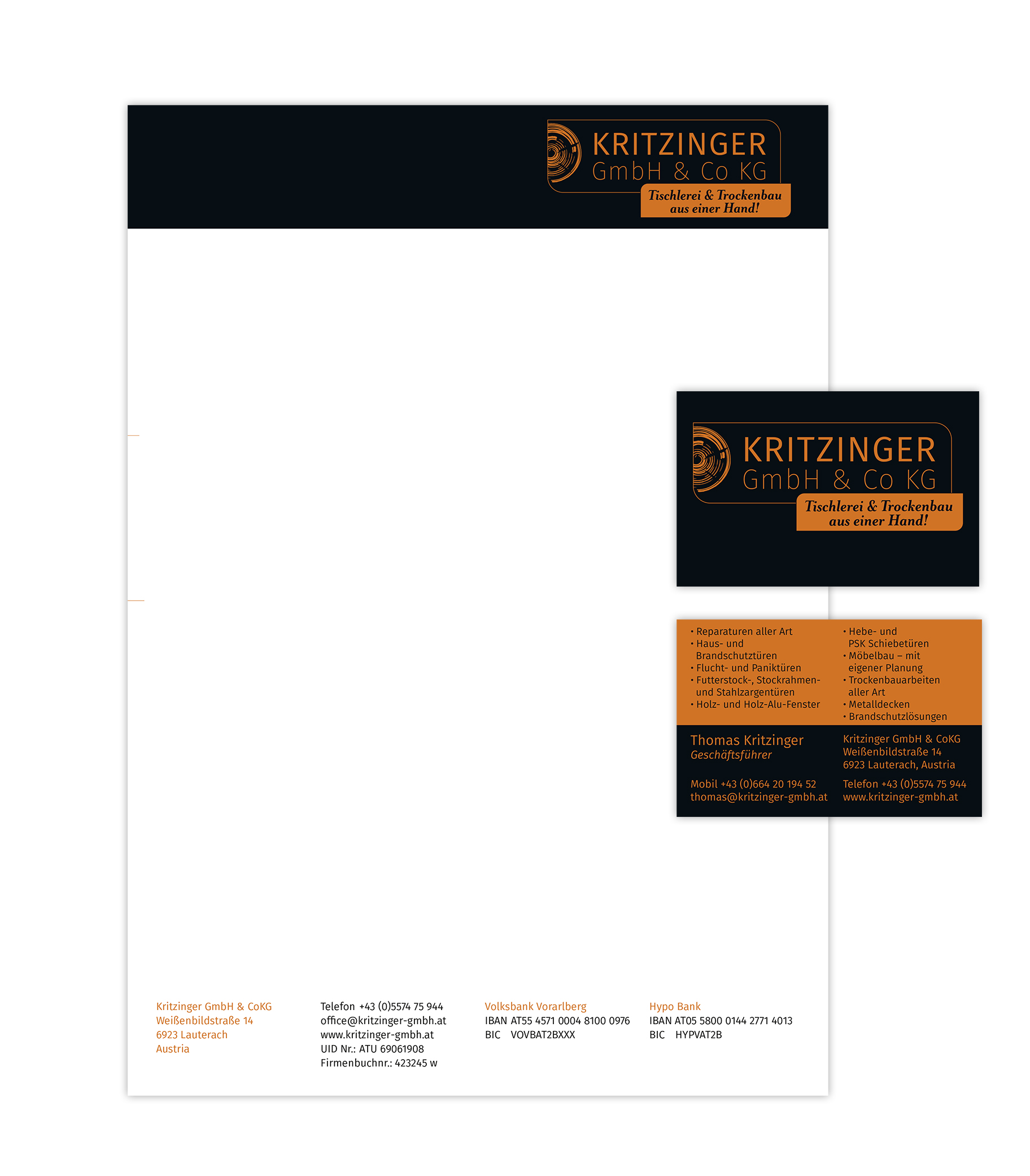 inspiration CD, Schönes Corporate Design, Kritzinger Lauterach, Kritzinger Tischlerei